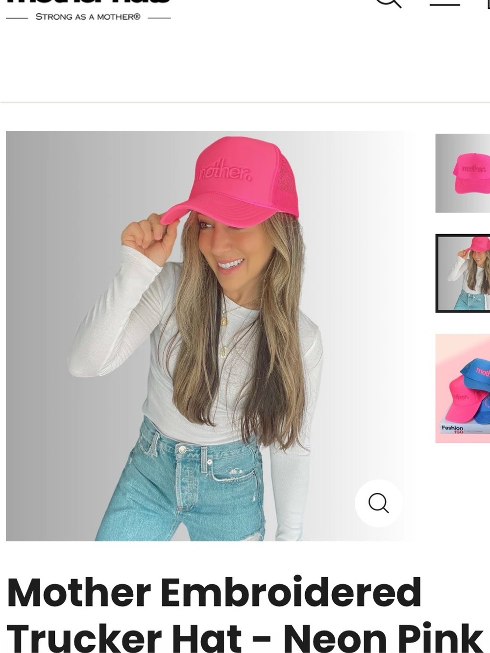 MOTHER Neon Pink Embroidered Trucker Hat